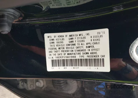 2016 Honda Accord Sport из США, поврежденный, VIN 1HGCR2F51GA019468